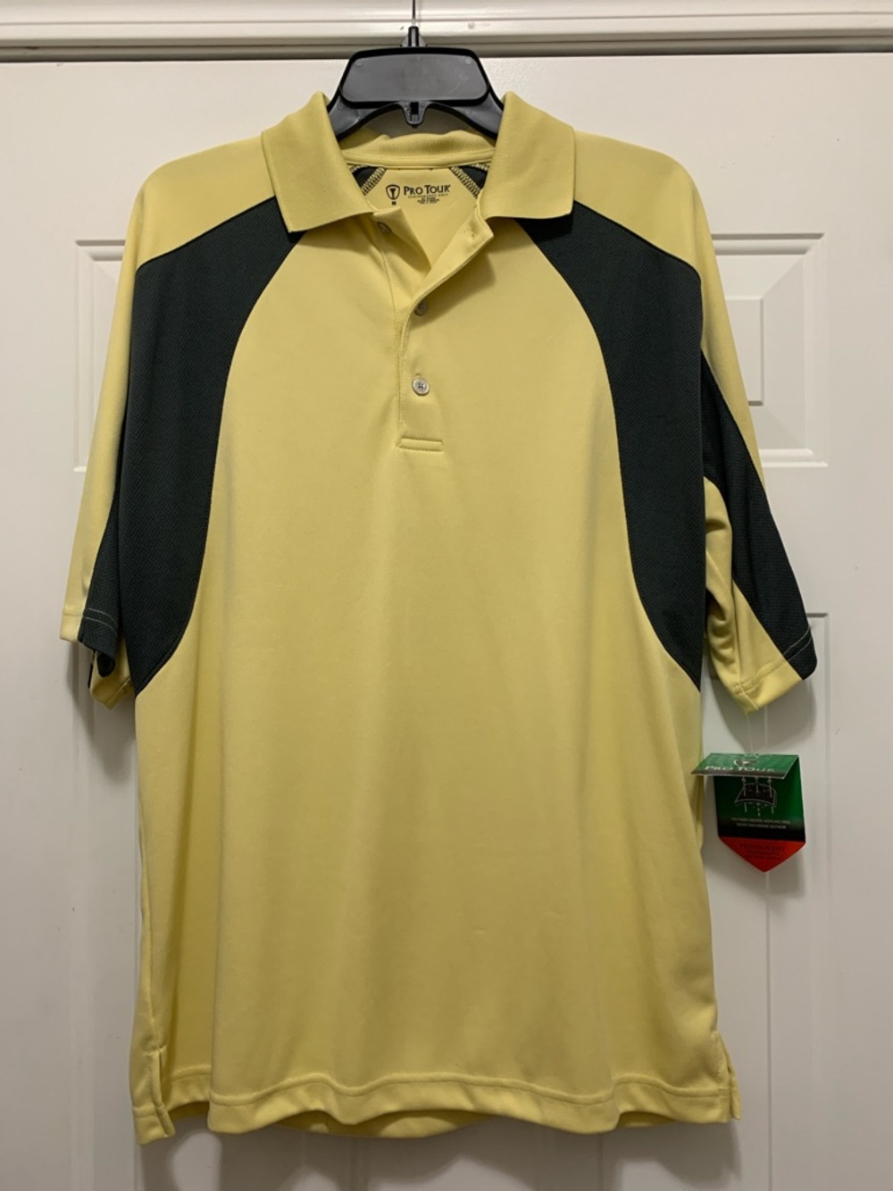 3/$15 NWT Men's Golf Yellow and Black Performance Polo - Pro-tour Dry
